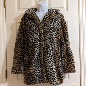 Hot Topic Leopard Print Faux Fur Coat